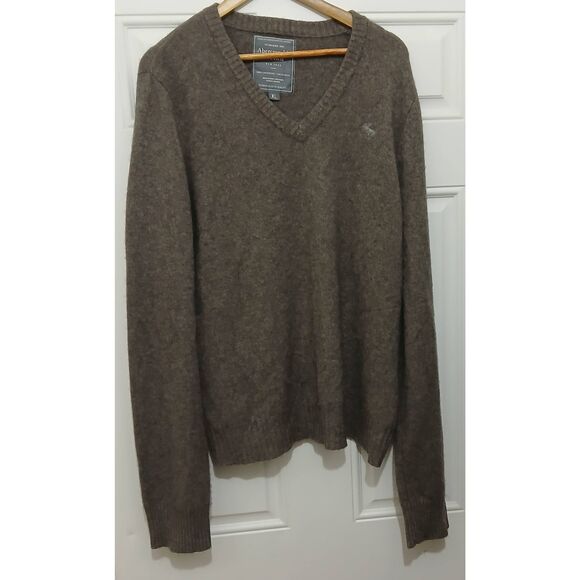 Abercrombie Fitch mens xl super soft 100% cashmere sweater taupe sandy brown - Picture 4 of 7